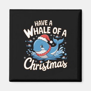 Cute Whale Santa Christmas Ocean Animal Lover Holi Magnet