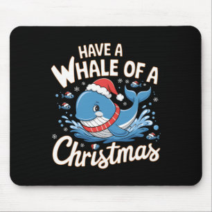 Cute Whale Santa Christmas Ocean Animal Lover Holi Mouse Pad