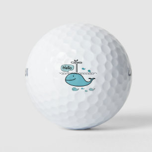 cute whale, say hello on the sea golf balls