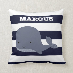 Cute Whale Sea Animal Nautical Ocean Nursery Decor Cushion