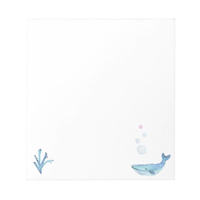Cute whale sea world themed note pad (Front)