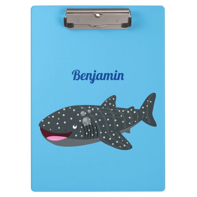 Cute whale shark happy cartoon illustration clipboard (Front)