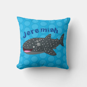 Cute whale shark happy cartoon illustration cushion