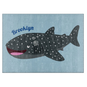 Cute whale shark happy cartoon illustration cutting board