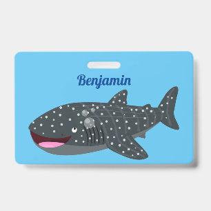 Cute whale shark happy cartoon illustration ID badge