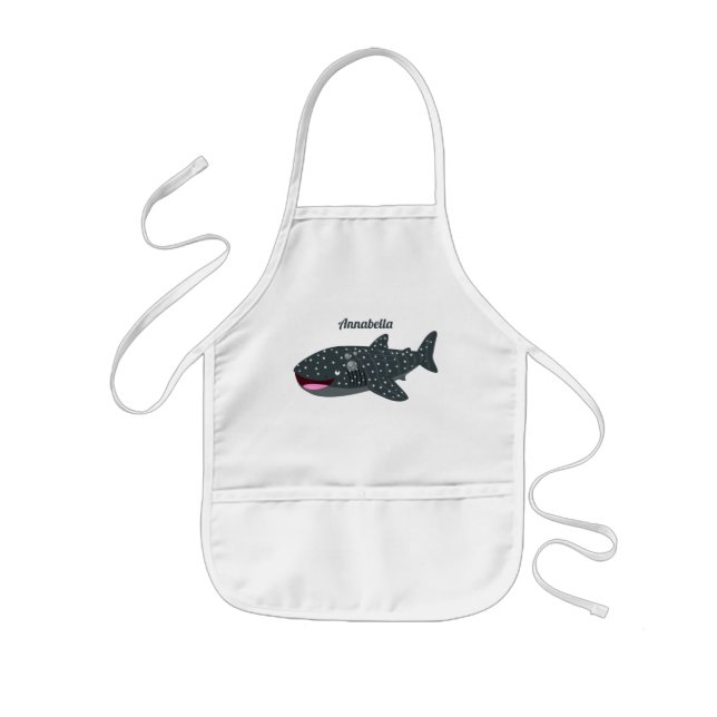 Cute whale shark happy cartoon illustration kids apron (Front)