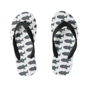 Cute whale shark happy cartoon illustration kid's thongs