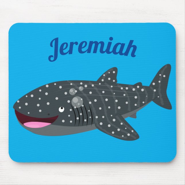 Cute whale shark happy cartoon illustration mouse pad (Front)