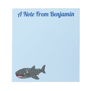 Cute whale shark happy cartoon illustration notepad