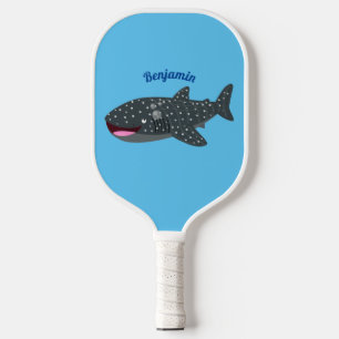 Cute whale shark happy cartoon illustration  pickleball paddle