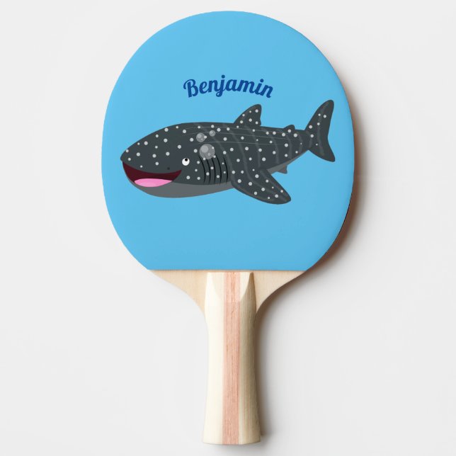 Cute whale shark happy cartoon illustration ping pong paddle (Front)