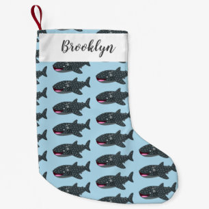 Cute whale shark happy cartoon illustration small christmas stocking