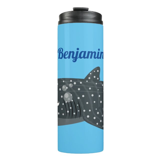 Cute whale shark happy cartoon illustration thermal tumbler (Front)
