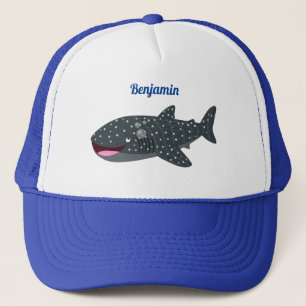 Cute whale shark happy cartoon illustration trucker hat