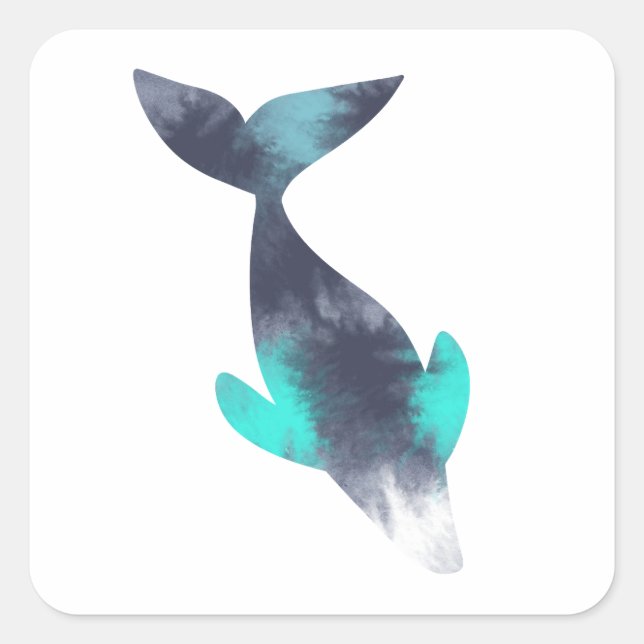 Cute Whale Square Sticker (Front)