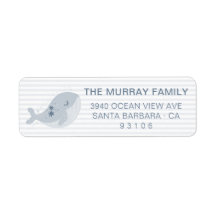 Cute Whale Stars Stripes Blue Return Address
