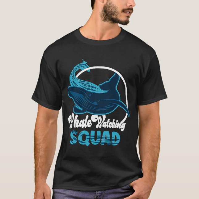Cute whale watching Squad T-Shirt (Front)