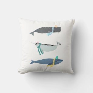 Cute Whale Winter Holiday Christmas Illustration Cushion
