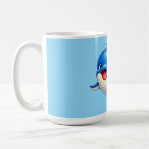 Cute Whale with Big Eyes Happy Ocean Animal Illust Coffee Mug