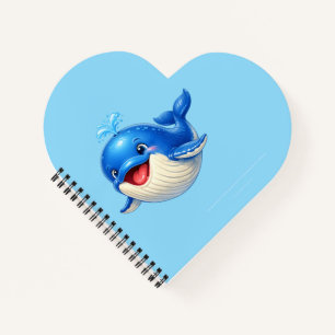 Cute Whale with Big Eyes Happy Ocean Animal Illust Notebook