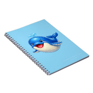 Cute Whale with Big Eyes Happy Ocean Animal Illust Notebook