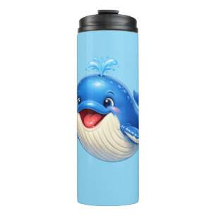 Cute Whale with Big Eyes Happy Ocean Animal Illust Thermal Tumbler