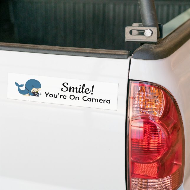 Cute Whale with Camera Bumper Sticker (On Truck)