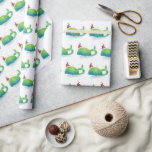 Cute Whale with Santa Hat Wrapping Paper<br><div class="desc">What a delightful image for the ocean lover. A cute Christmas whale created in watercolor,  with a festive Santa Hat perched on his head. Adorable.</div>