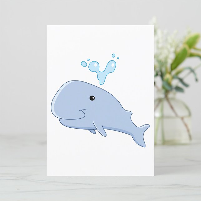 Cute Whale with Water Splash Adorable Animal  Invitation (Creator Uploaded)