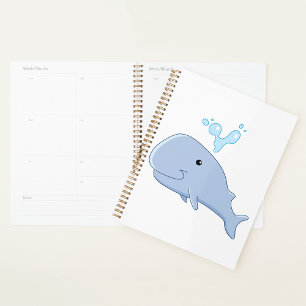 Cute Whale with Water Splash Adorable Animal  Planner