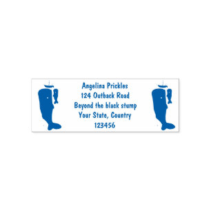 Cute whales and sailing boat cartoon illustration self-inking stamp