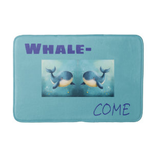 Cute Whales Bathmat, Bathroom Decoration, Bath Mat
