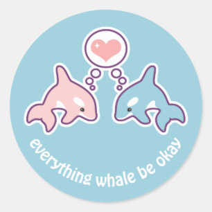 Cute Whales Classic Round Sticker