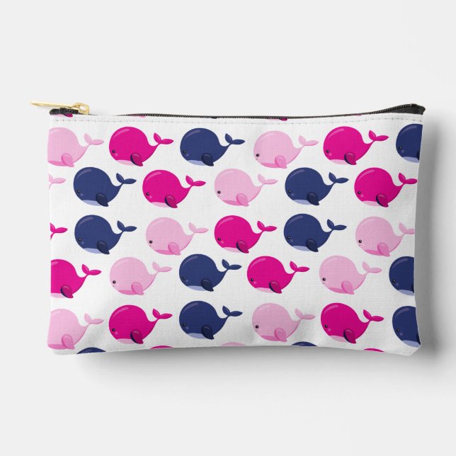 Cute Whales, Pattern Of Whales, Sea Animals Accessory Pouch (Front)