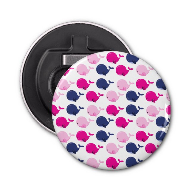 Cute Whales, Pattern Of Whales, Sea Animals Bottle Opener (Front)