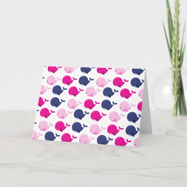 Cute Whales, Pattern Of Whales, Sea Animals Card (Front)