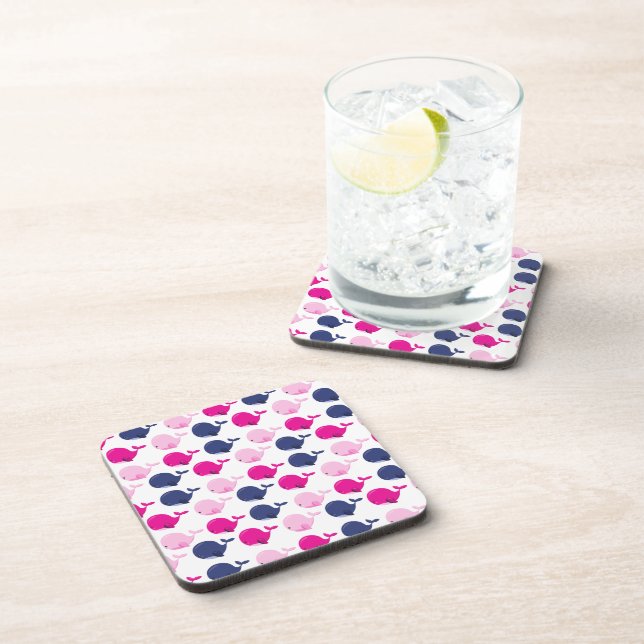 Cute Whales, Pattern Of Whales, Sea Animals Coaster (Right Side)