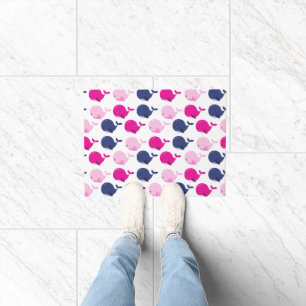Cute Whales, Pattern Of Whales, Sea Animals Doormat
