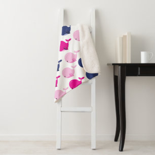 Cute Whales, Pattern Of Whales, Sea Animals Sherpa Blanket