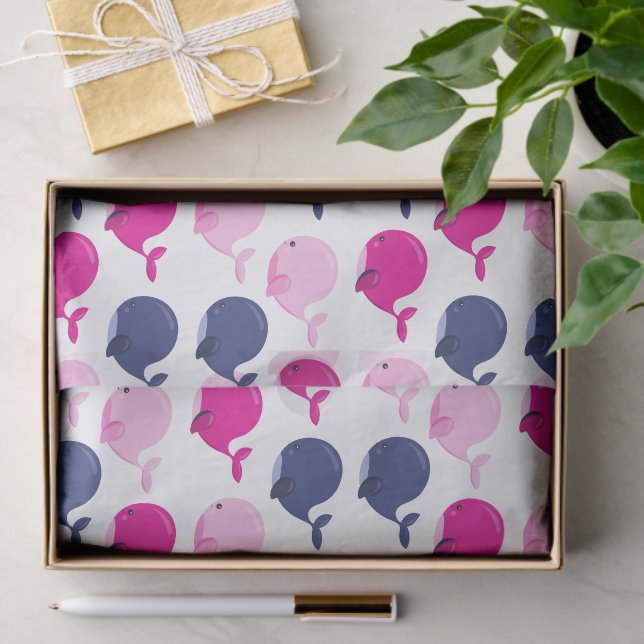 Cute Whales, Pattern Of Whales, Sea Animals Tissue Paper (Gift)