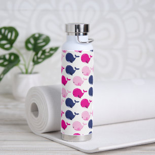 Cute Whales, Pattern Of Whales, Sea Animals Water Bottle