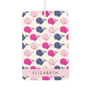 Cute Whales, Pattern Of Whales, Your Name Car Air Freshener