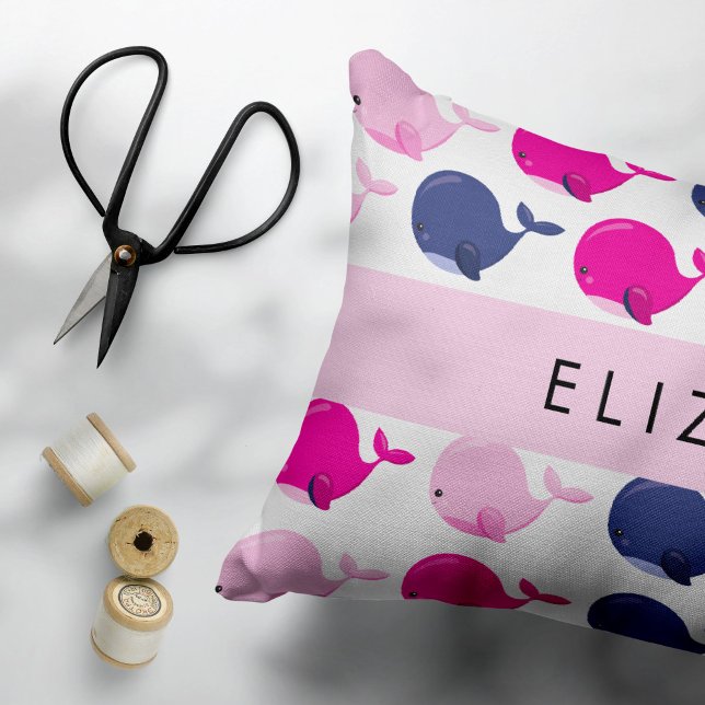 Cute Whales, Pattern Of Whales, Your Name Decorative Cushion (Creator Uploaded)