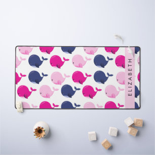 Cute Whales, Pattern Of Whales, Your Name Desk Mat