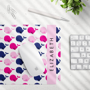 Cute Whales, Pattern Of Whales, Your Name Mouse Pad