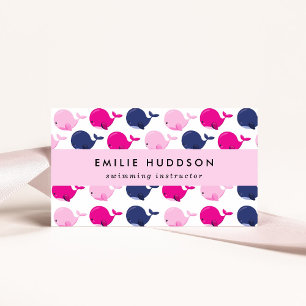 Cute Whales, Swim Instructor, Swimming Coach Business Card