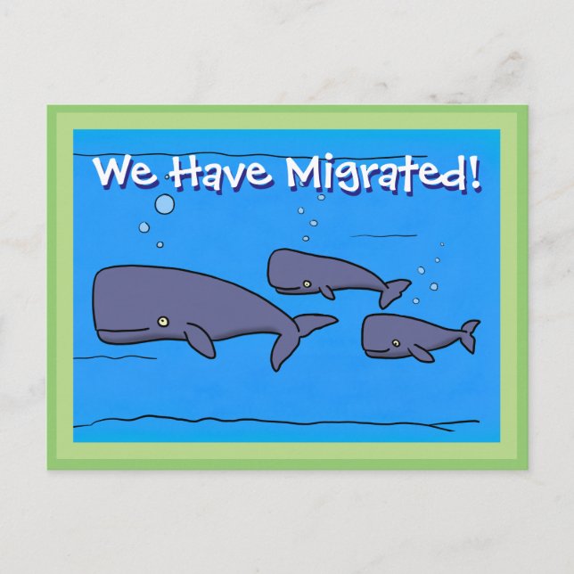 Cute whales we have moved address change postcard (Front)