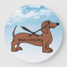 Cute What A Long Day Dachshund Large Clock