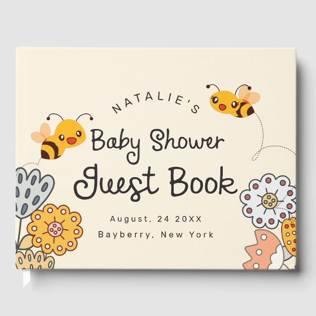 Cute What will it Bee Gender Reveal Baby Shower Guest Book (Front)