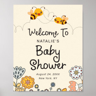 Cute What will it Bee Reveal Baby Shower Welcome Poster